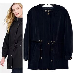 Trench Coat Lightweight Utility Rain Jacket VTG 90s Y2K Dress Black Size Medium